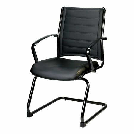 HOMEROOTS Black Leather Guest Chair - 22 x 25.5 x 35.4 in. 372385